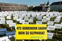 גרינפיס בפעולת מחאה נגד גלייפוסט, וינה 2015