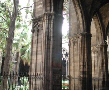 Barcelona catedral cloister pillars.jpg