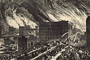 8 באוקטובר: איור של השרפה הגדולה של שיקגו